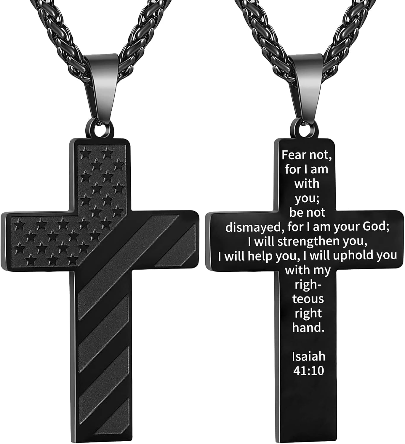 DuoDiner Cross Necklace Bible Verse Stainless Steel