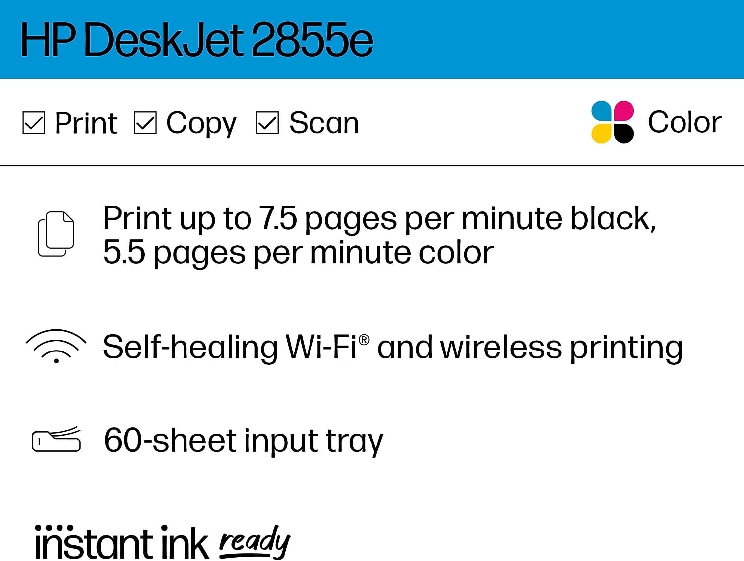 HP DeskJet 2855e Wireless Color Printer