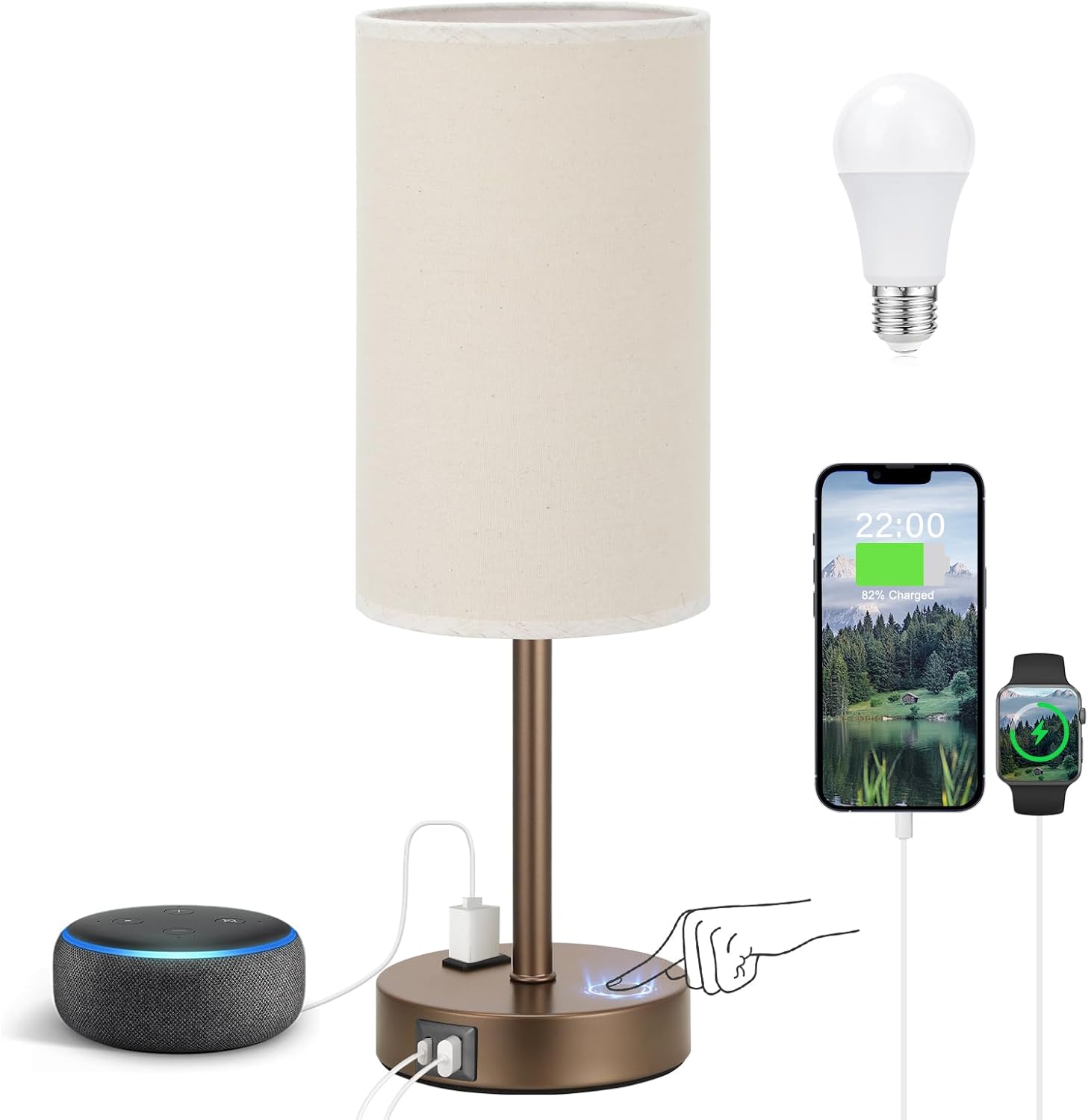 Bedside Touch Lamp 3-Way Dimmable