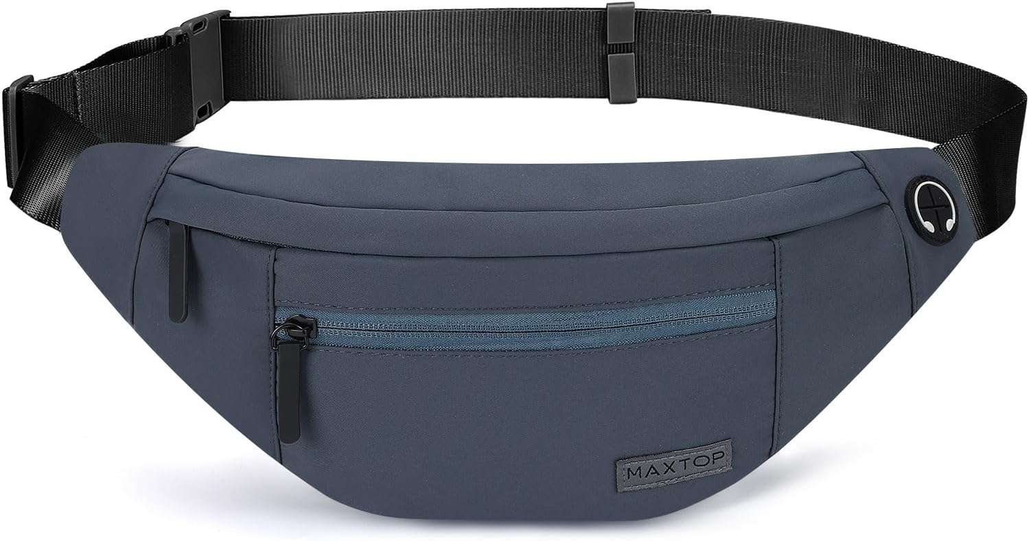 MAXTOP Large Crossbody Fanny Pack with 4-Zipper Pockets