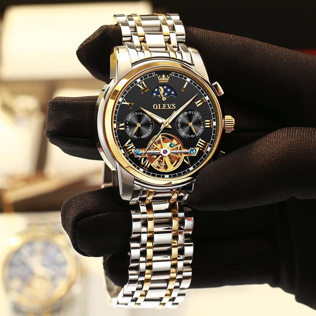 OLEVS Mens Automatic Watches Skeleton Mechanical