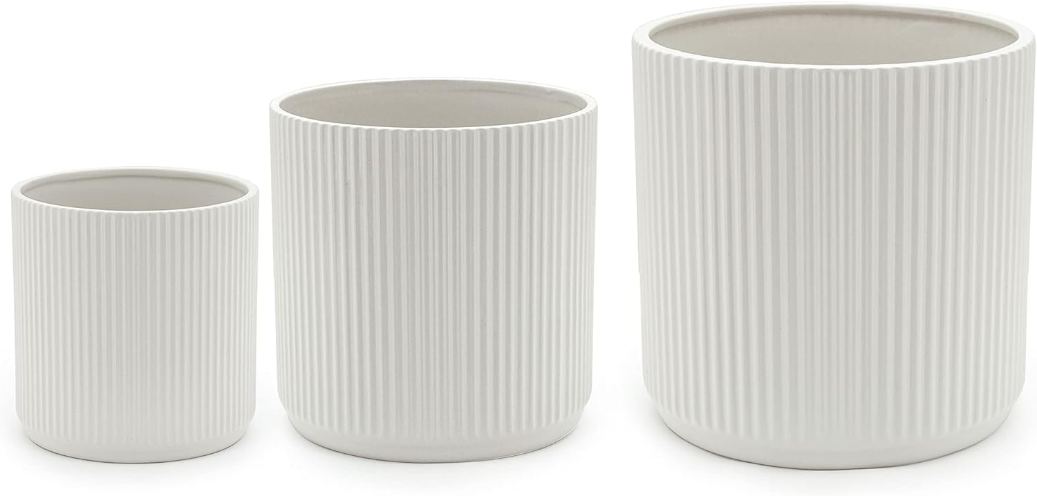 Fluted Round Ceramic Planter