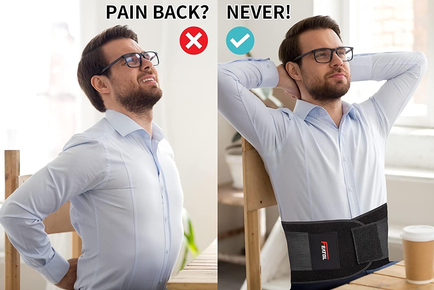 FEATOL Back Brace Support Belt for Back Pain