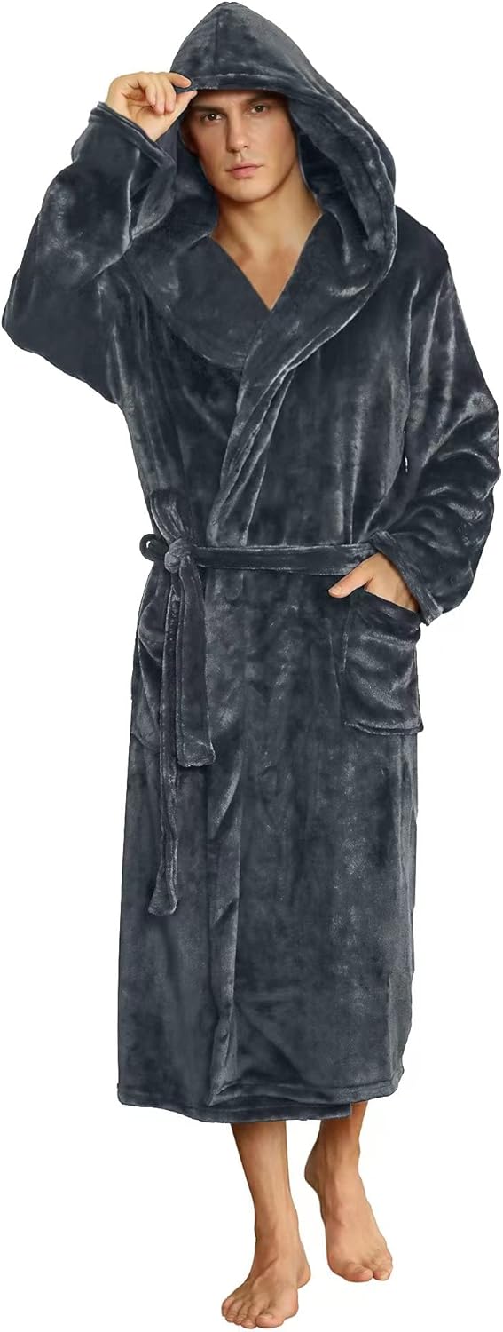 U2SKIIN Mens Hooded Robe Plush Robes for Men