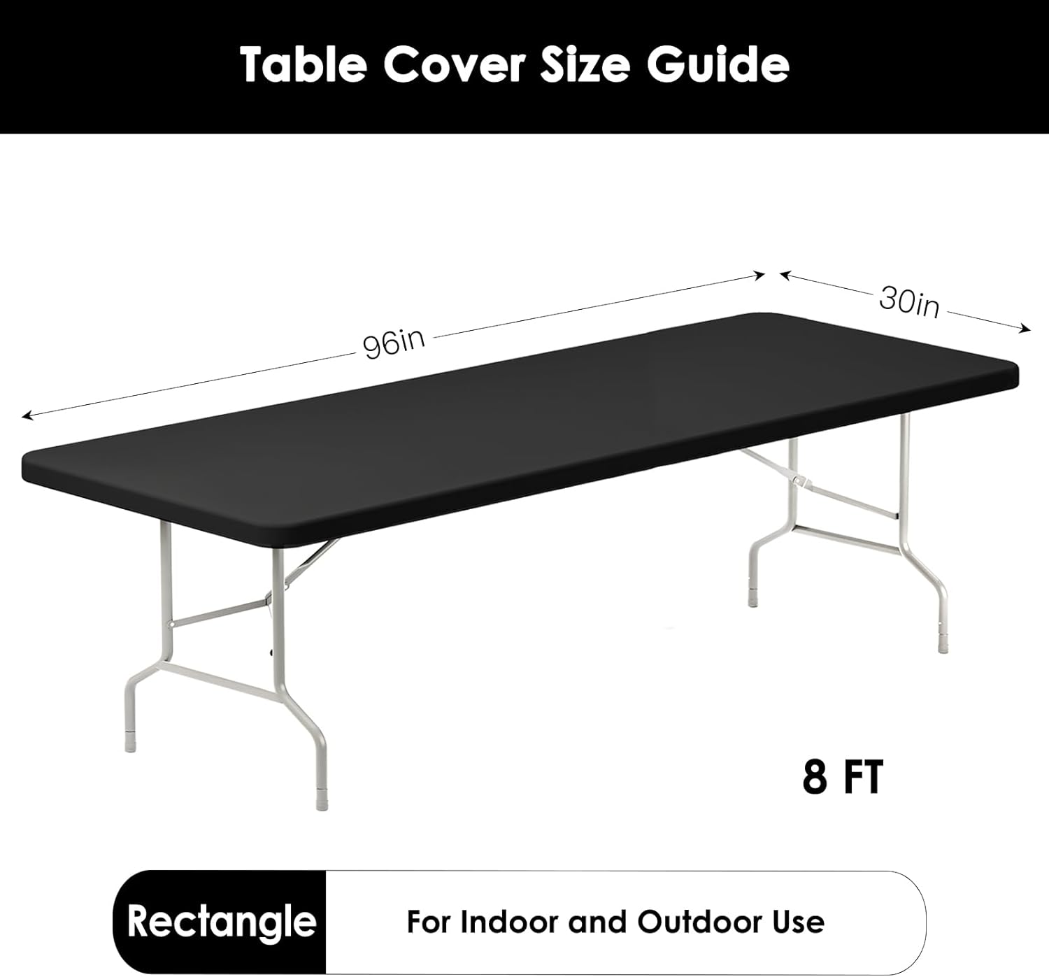 Fixwal 8FT Black Spandex Tablecloths Set