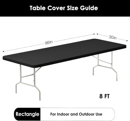 Fixwal 8FT Black Spandex Tablecloths Set