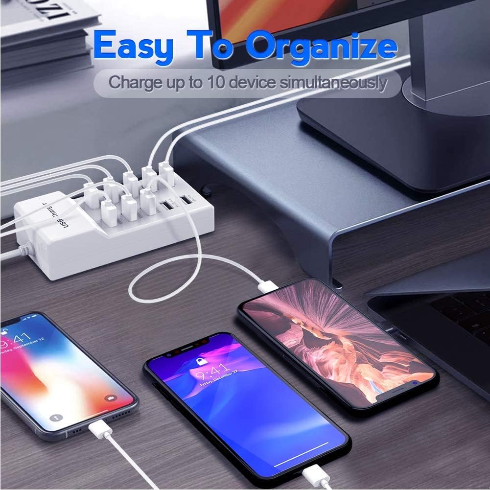 10-Port USB Wall Charger Station with Rapid Charging
