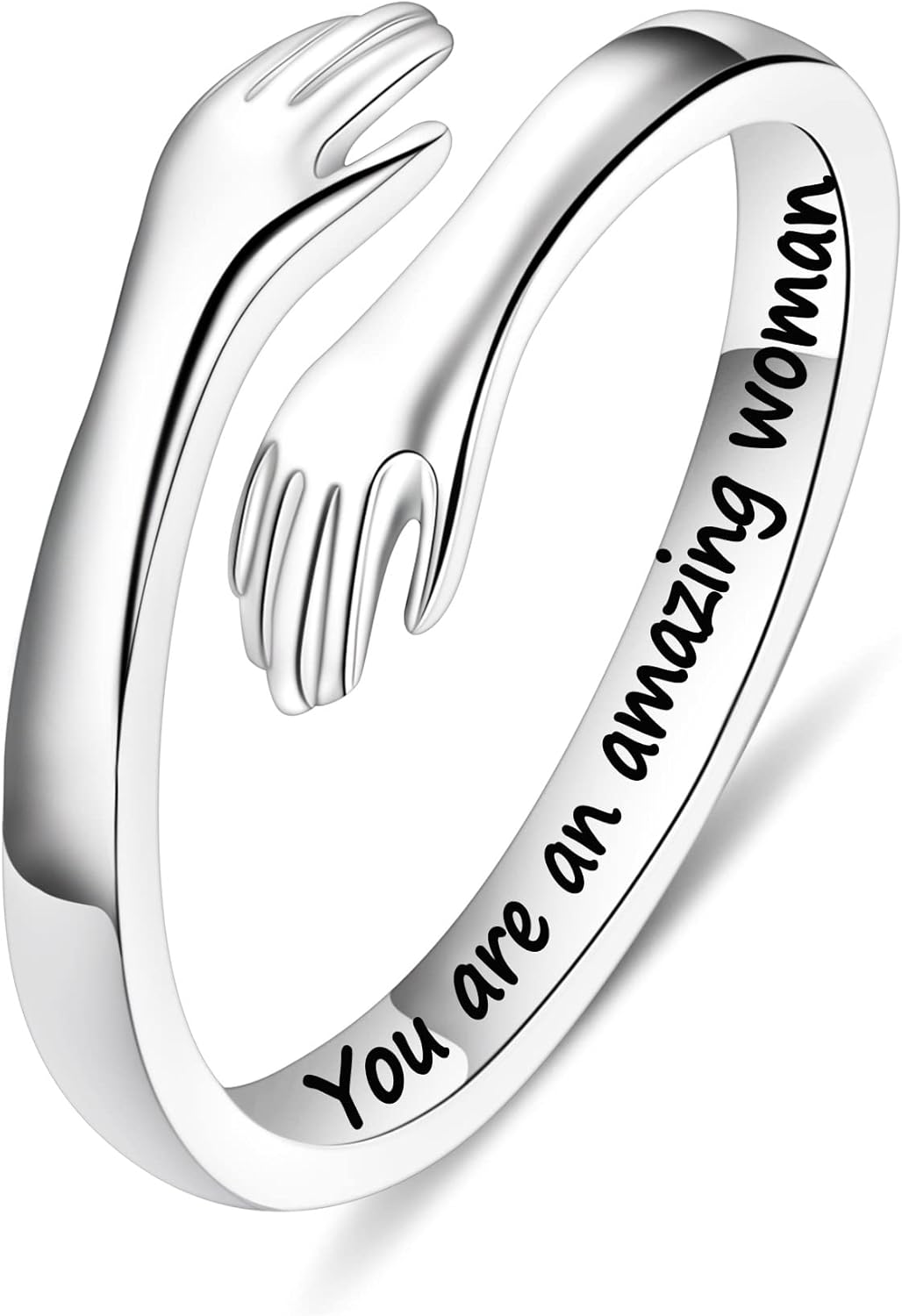 Yesteel S925 Sterling Silver Hug Ring for Women Teen Girls