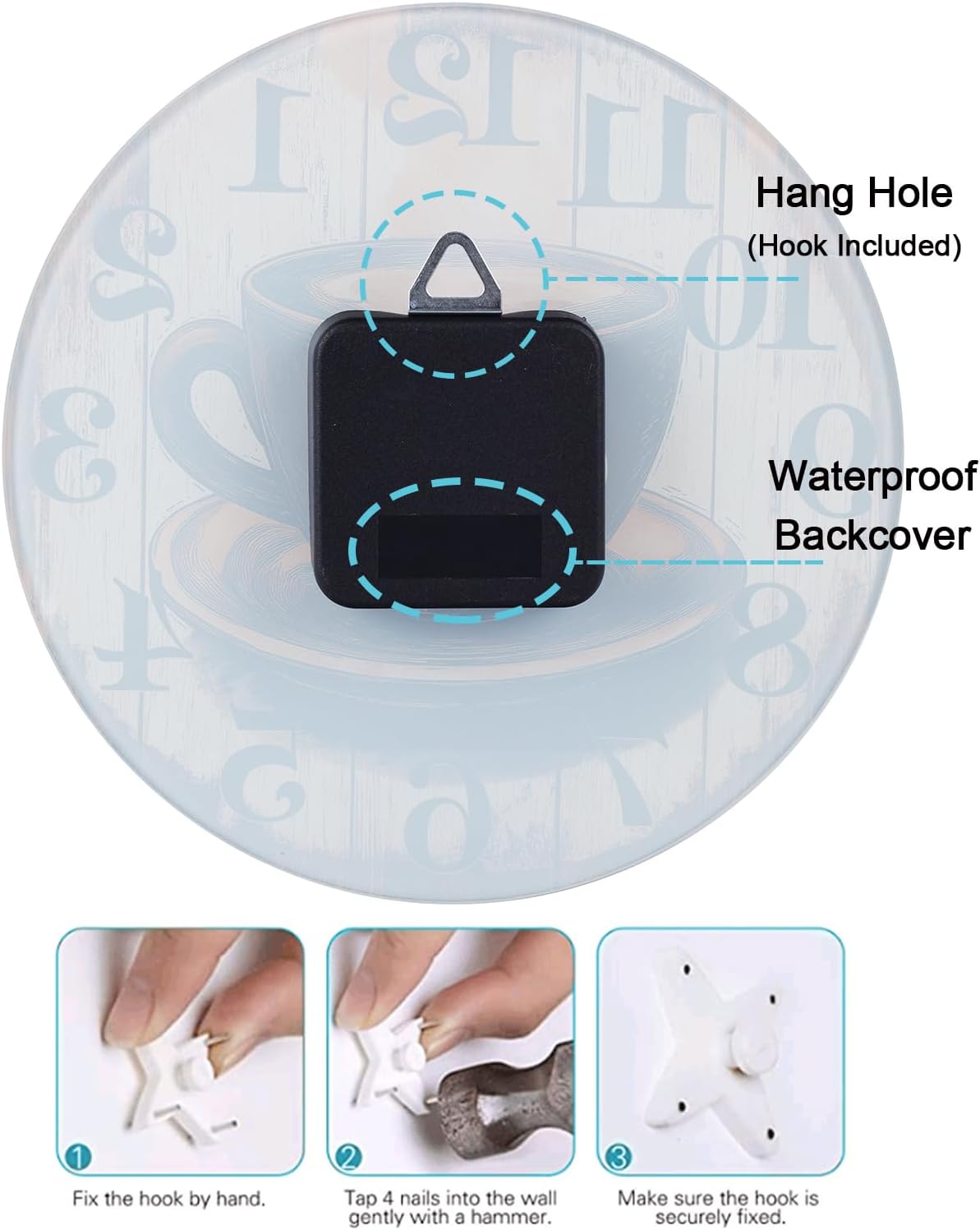 Large Kitchen Vintage Coffee Sign Decor Wall Clocks