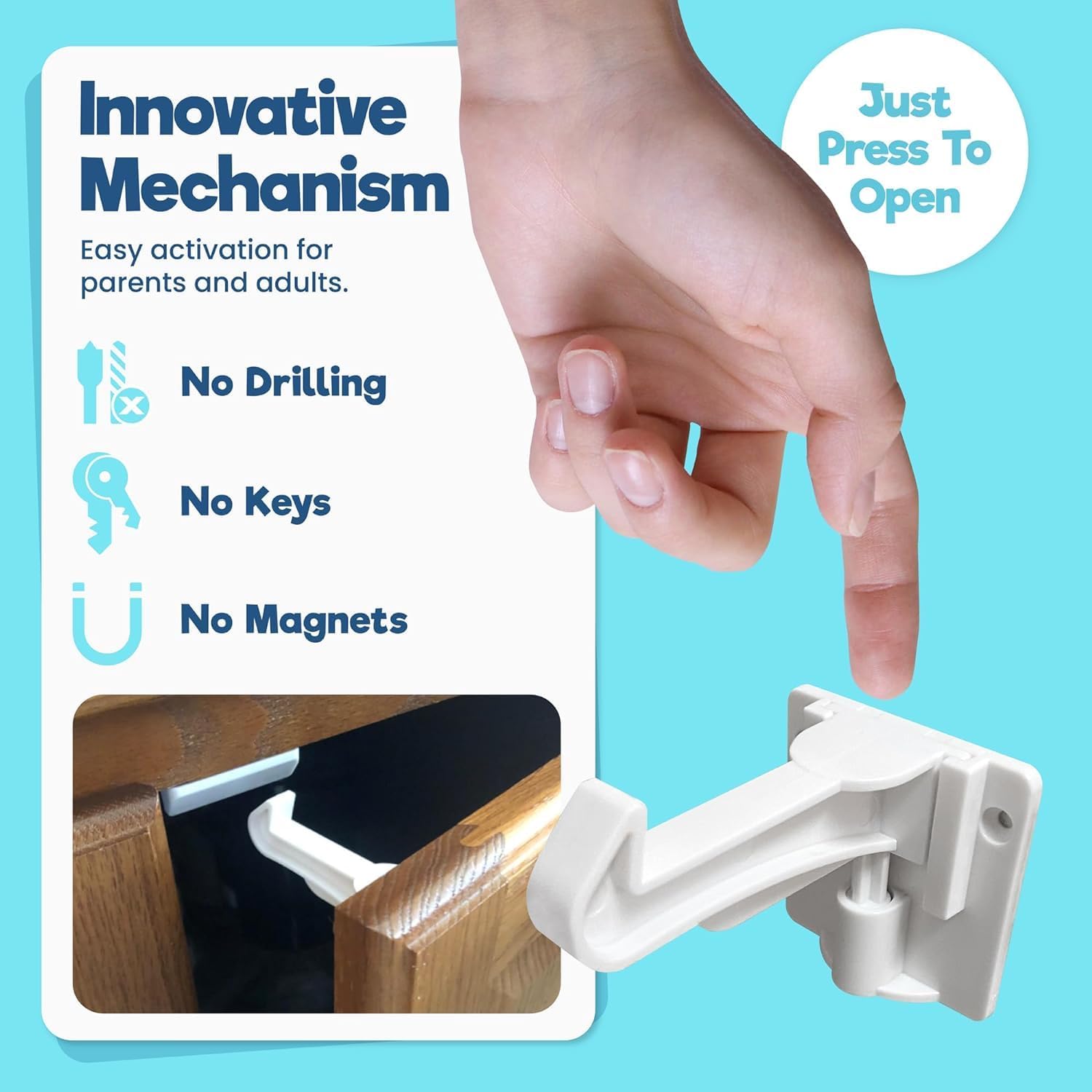 Invisible Baby Proofing Cabinet Latch Locks