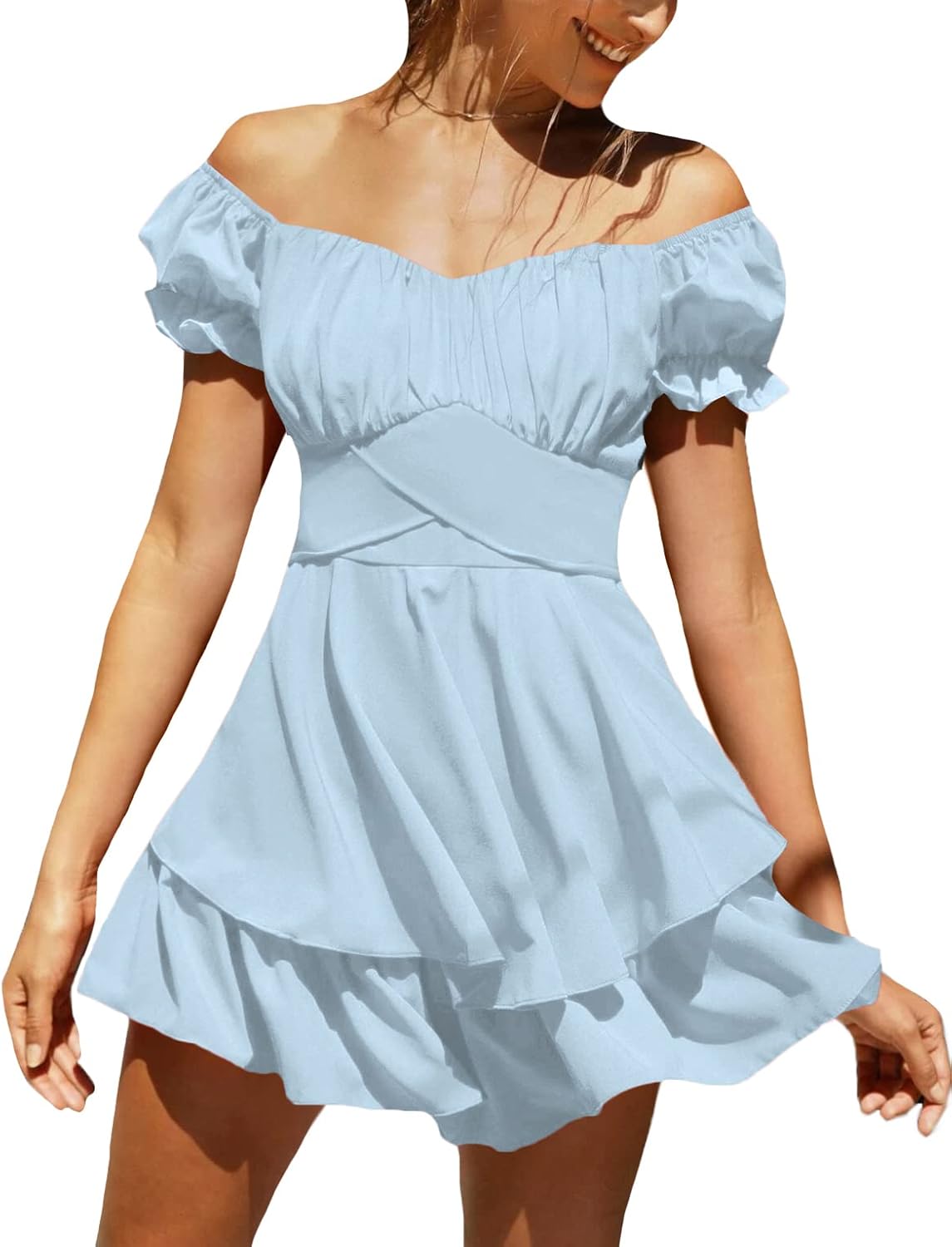 LYANER Women's Tie Back Off Shoulder Wrap Layer