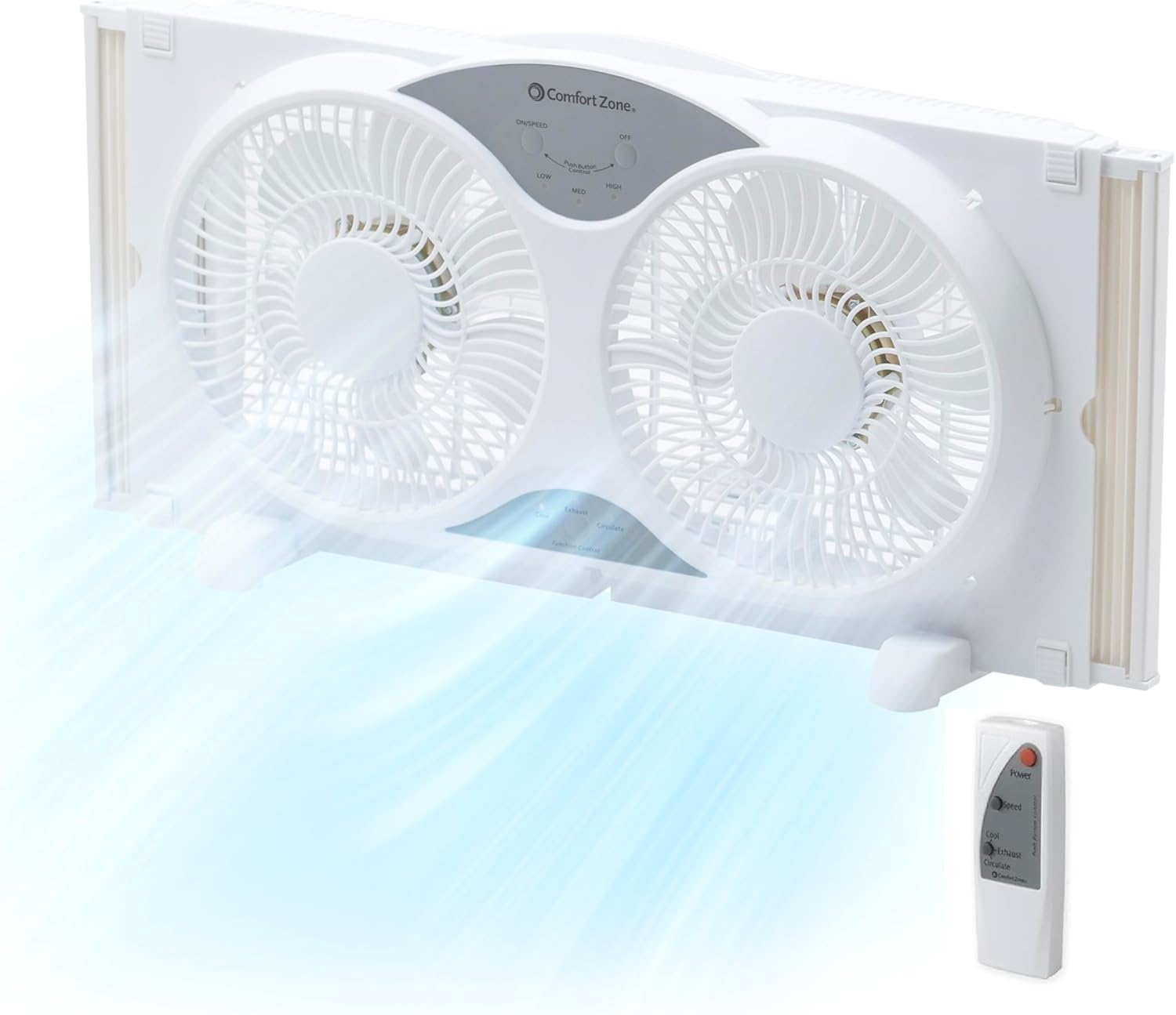 Comfort Zone Twin Window Fan with Reversible Airflow Control