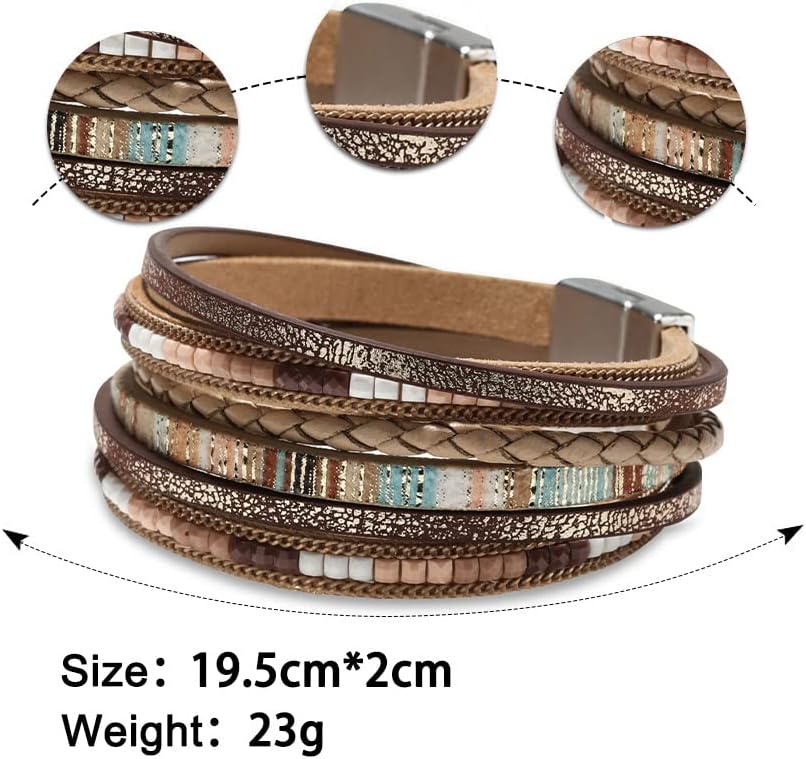 Fesciory Boho Leather Wrap Bracelet Women