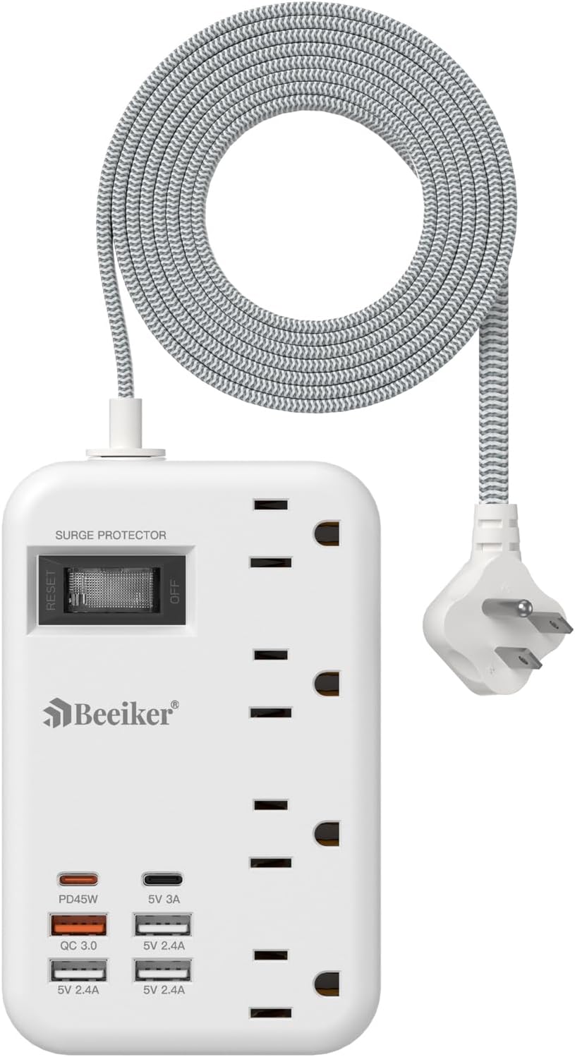 Purple Travel Power Strip 5Ft Lavender Extension Cord