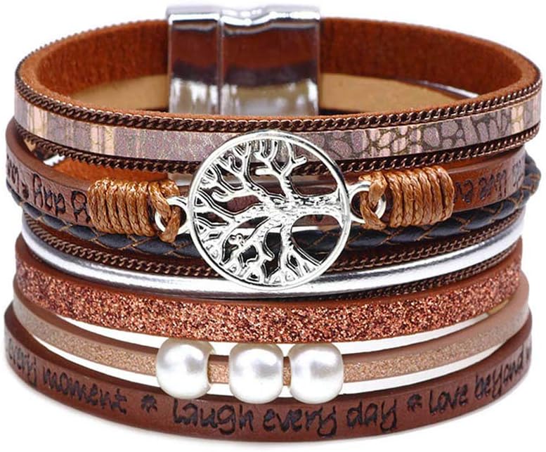 Fesciory Boho Leather Wrap Bracelet Women