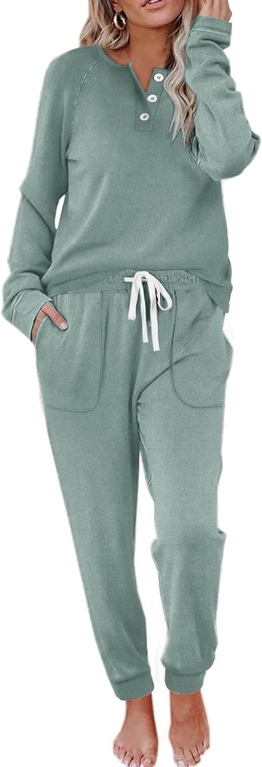 Button Down Sweatshirt and Sweatpants Set