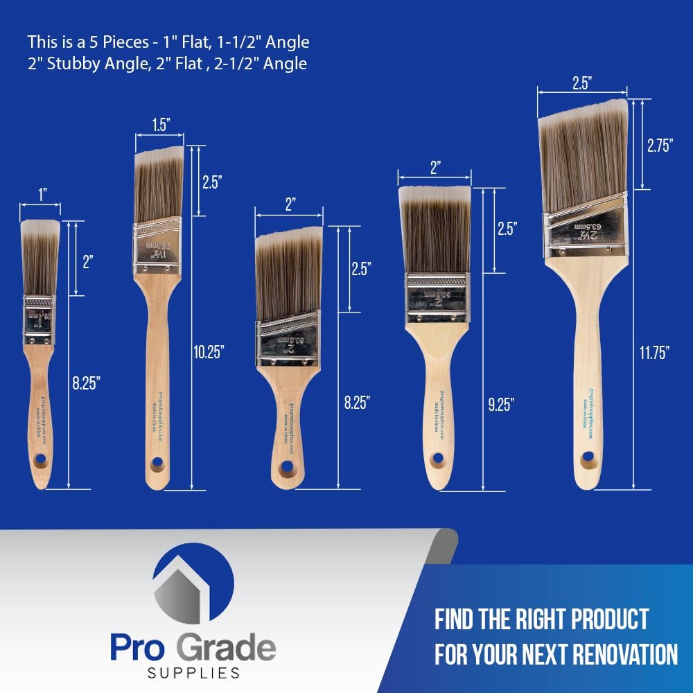 Pro Grade Paint Brushes 5-Piece Paint Brush Set