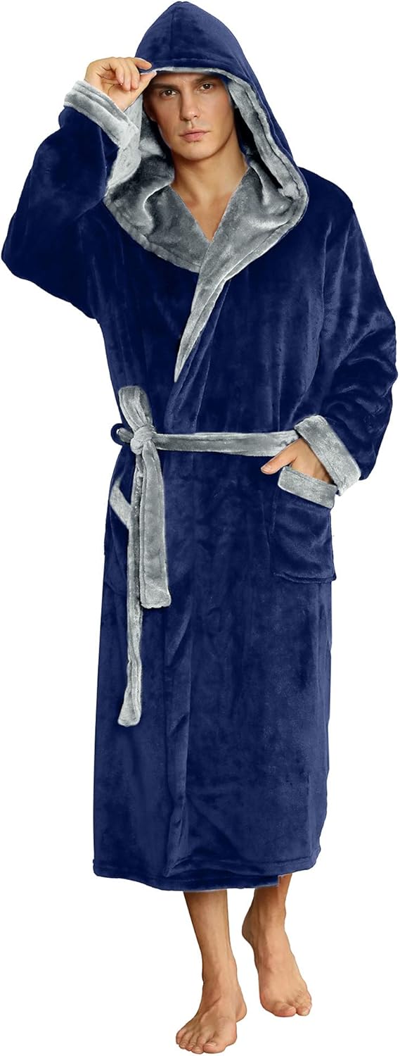 U2SKIIN Mens Hooded Robe Plush Robes for Men