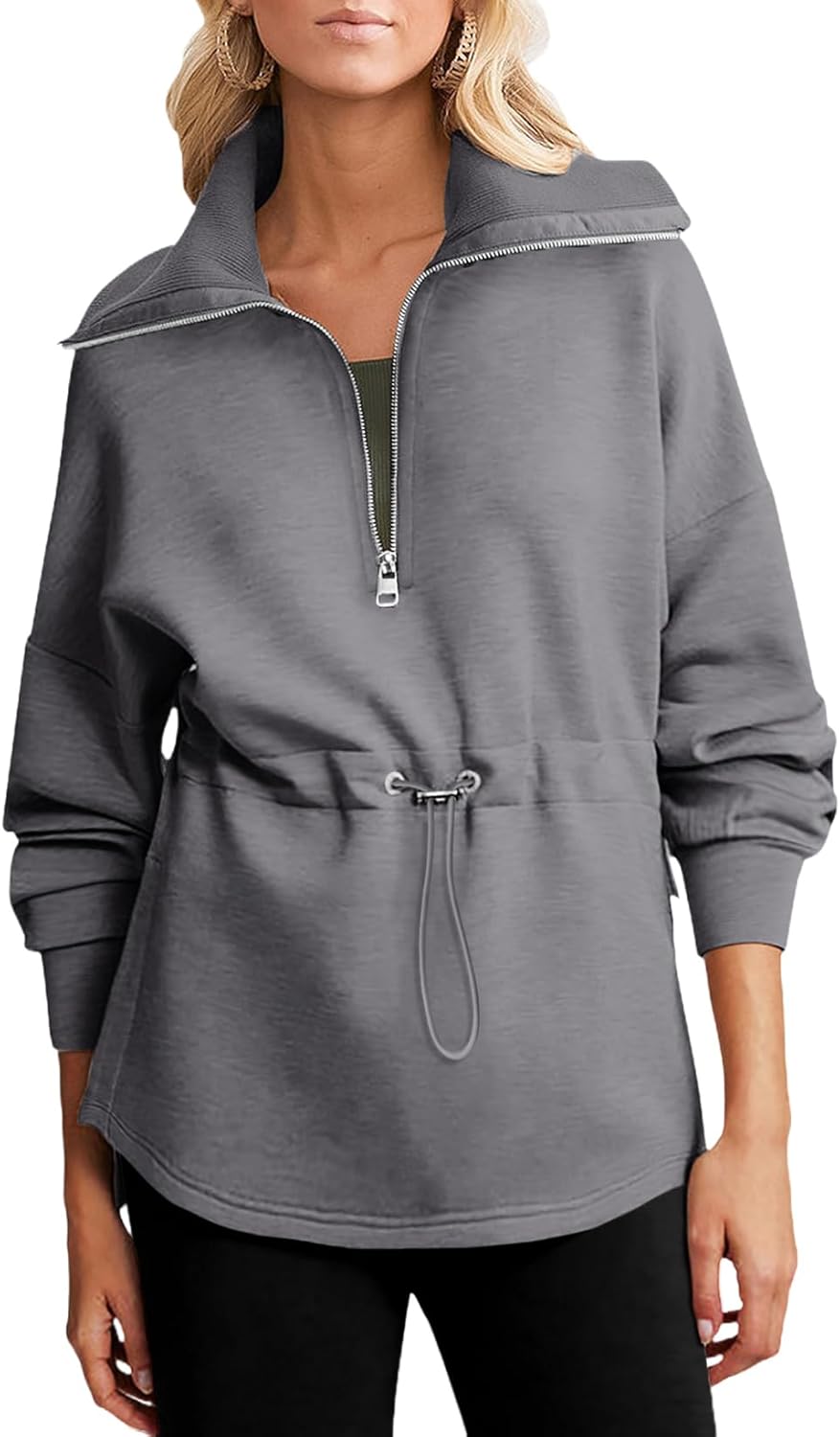 Dokotoo Womens Sweatshirt Oversized Half Zip