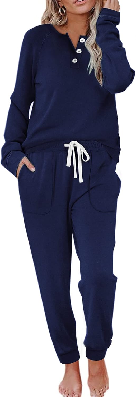 Button Down Sweatshirt and Sweatpants Set