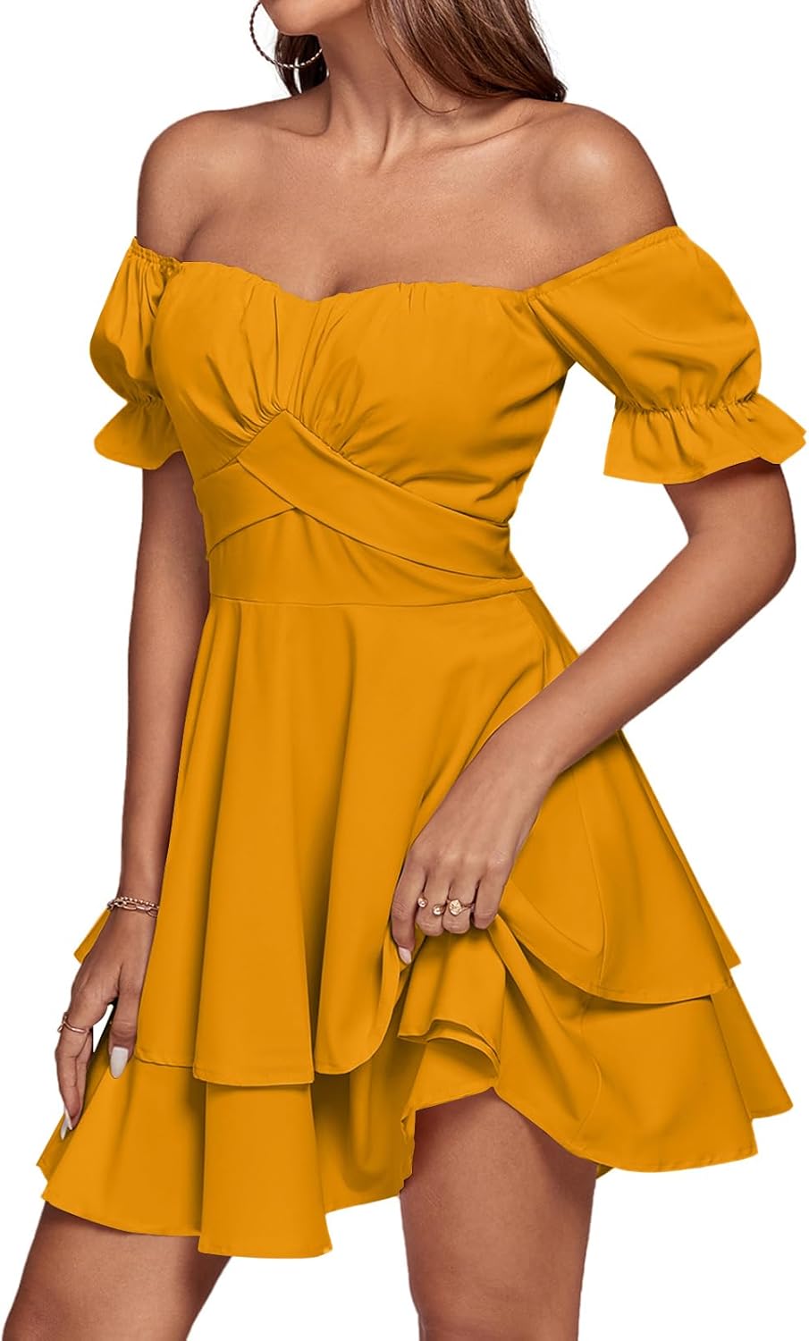 LYANER Women's Tie Back Off Shoulder Wrap Layer