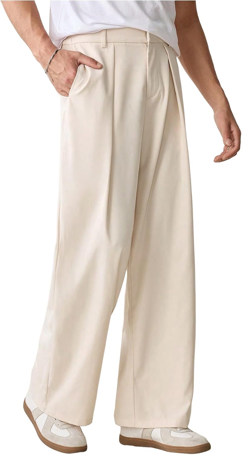 GORGLITTER Men's Casual Wide Leg Dress Pants