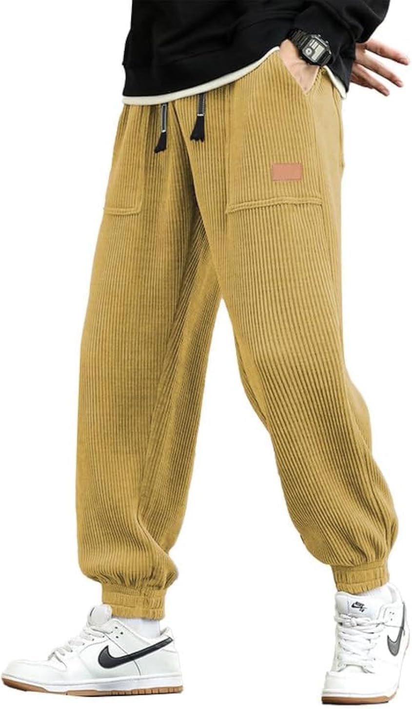 JMIERR Mens Corduroy Joggers Pants Casual Cargo Pants