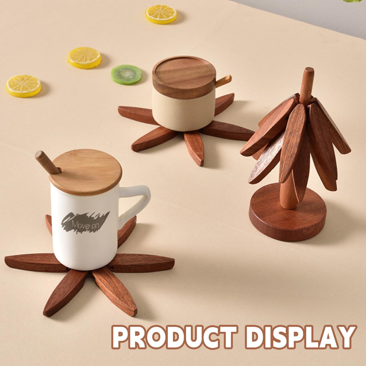 Wooden Trivets for Hot Dishes Tree Shape Trivet Set