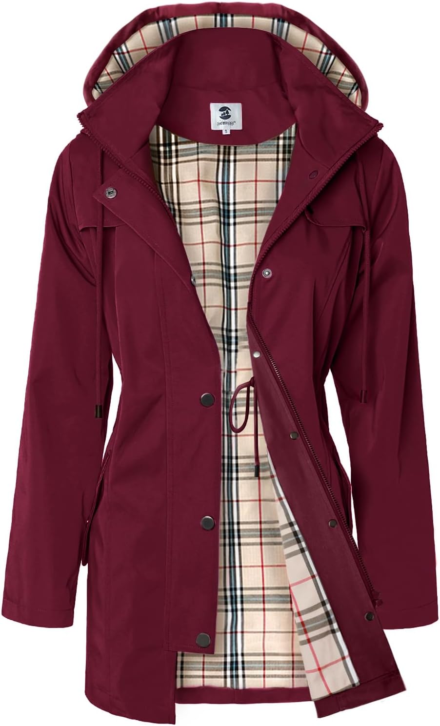 SaphiRose Women's Long Hooded Rain Jacket