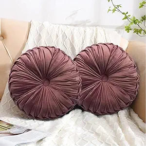 HIG Decorative Round Pleated Throw Pillows