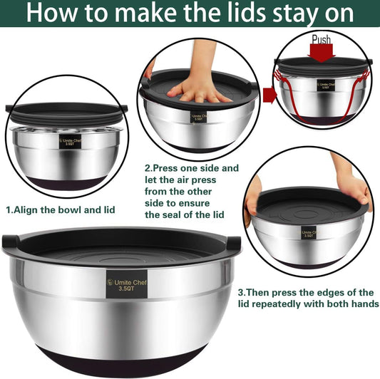 Umite Chef Mixing Bowls with Airtight Lids