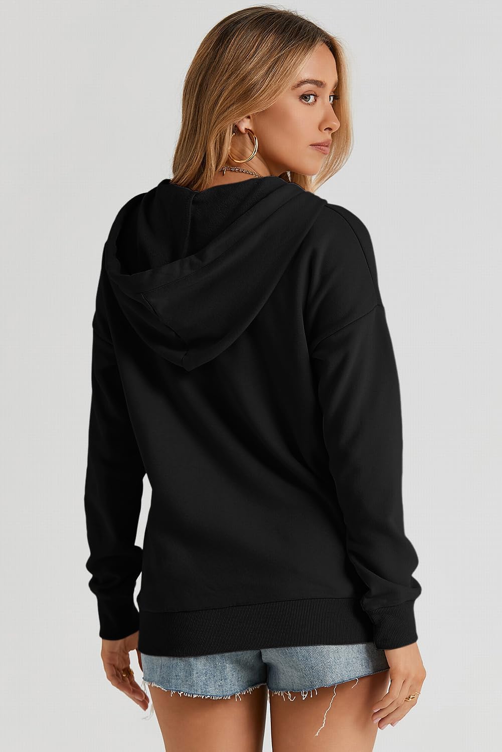 Dokotoo Womens 2025 Hoodies Button Collar Drawstring