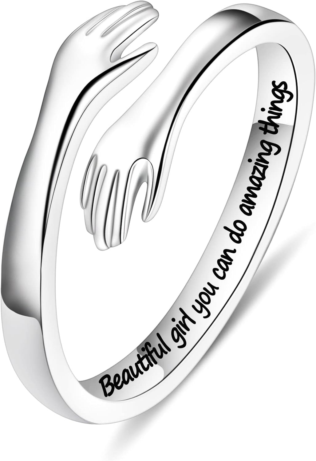 Yesteel S925 Sterling Silver Hug Ring for Women Teen Girls