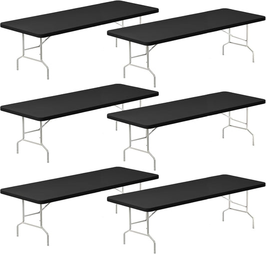 Fixwal 8FT Black Spandex Tablecloths Set