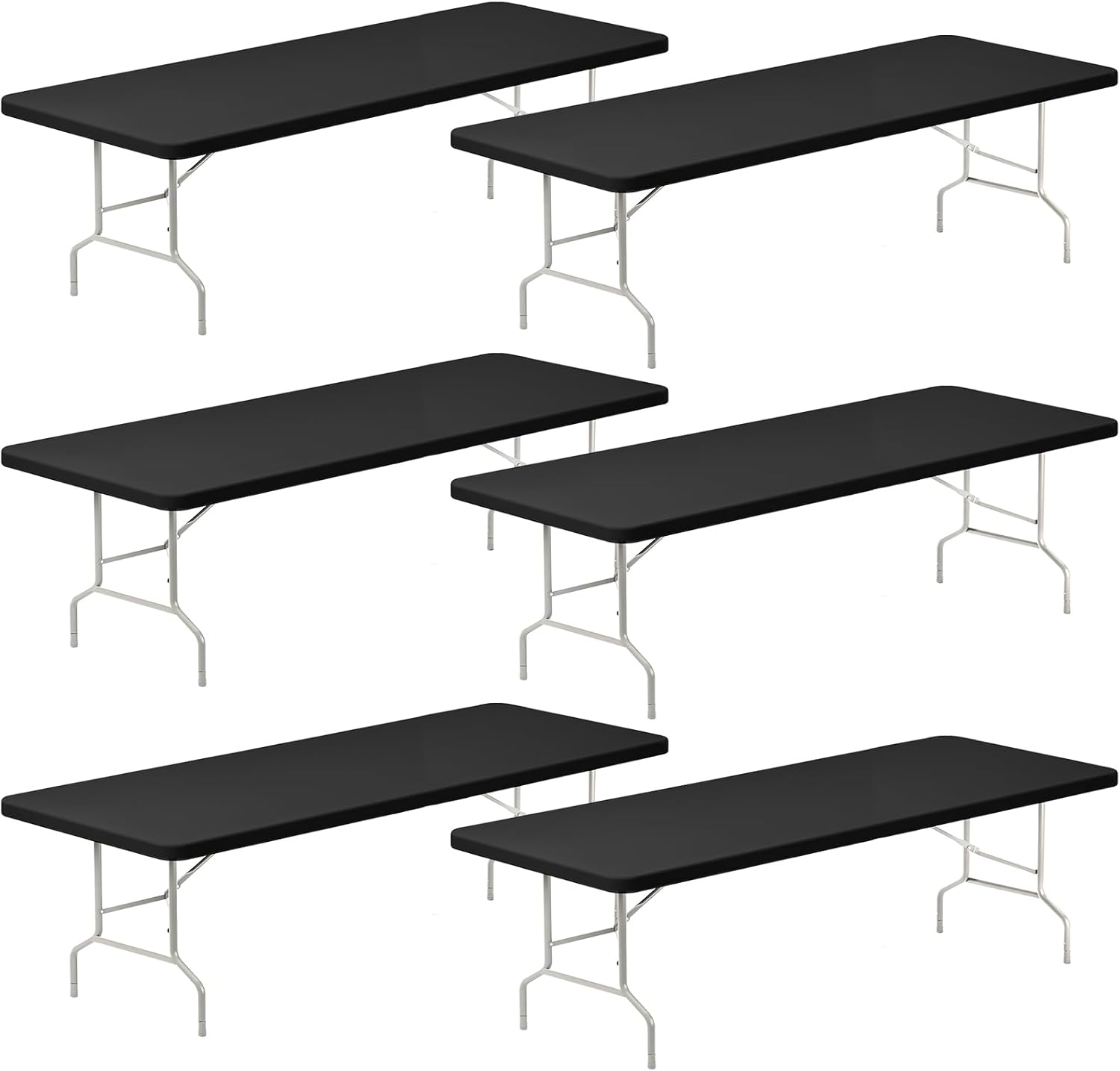 Fixwal 8FT Black Spandex Tablecloths Set