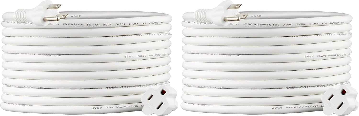 Extension Cord, 25 Ft, 3 Prong Outlet Extender