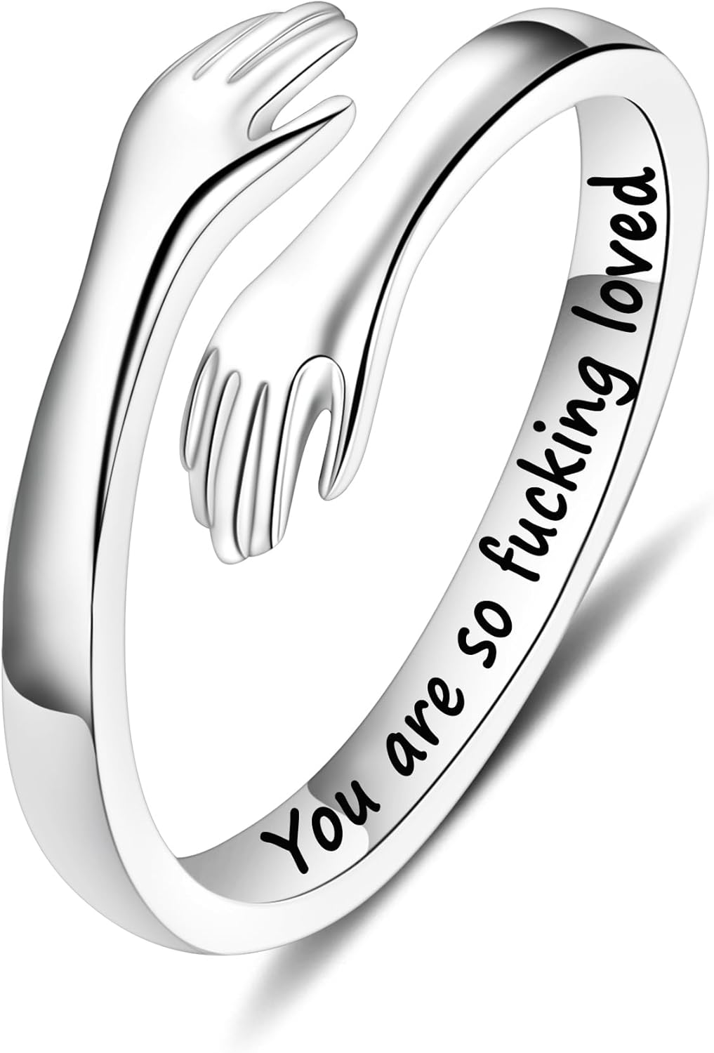 Yesteel S925 Sterling Silver Hug Ring for Women Teen Girls