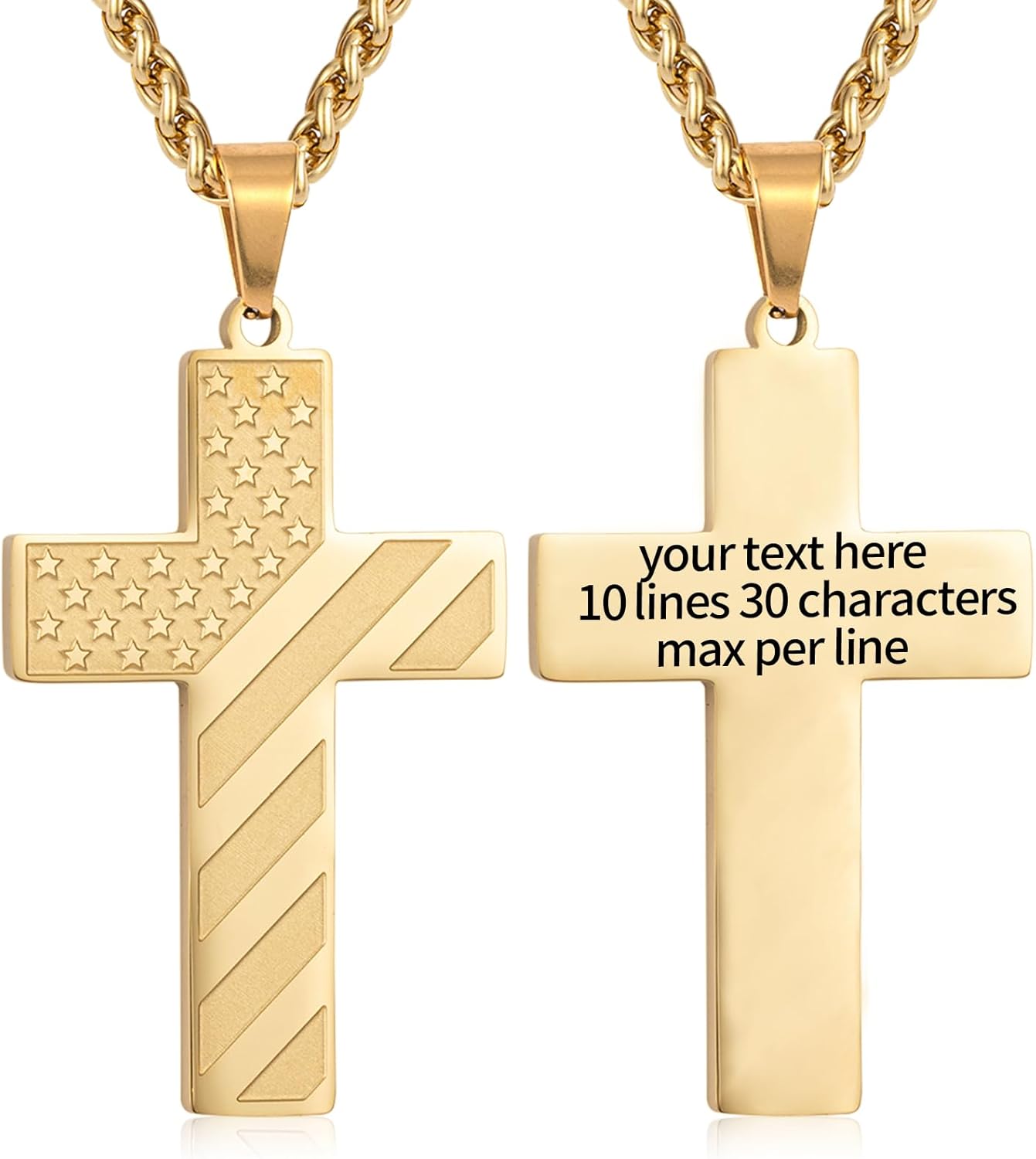 DuoDiner Cross Necklace Bible Verse Stainless Steel
