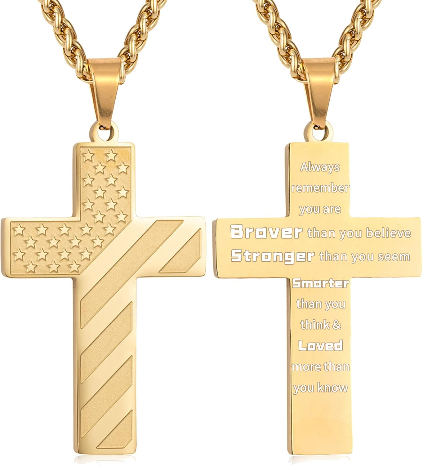 DuoDiner Cross Necklace Bible Verse Stainless Steel