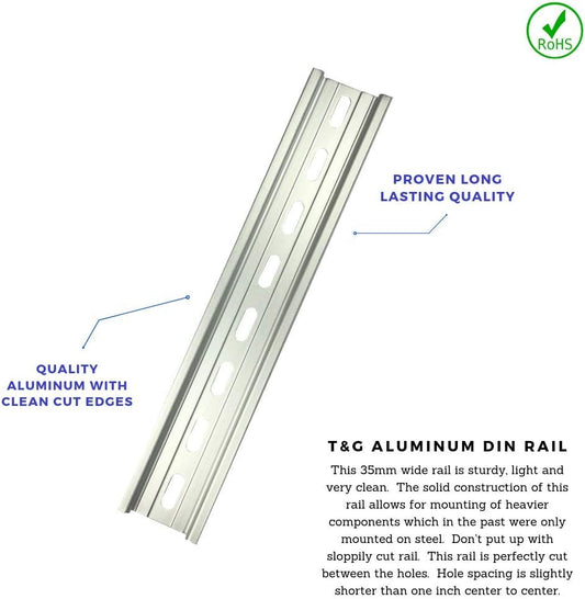 T&G 10 Pieces DIN Rail Slotted Aluminum RoHS