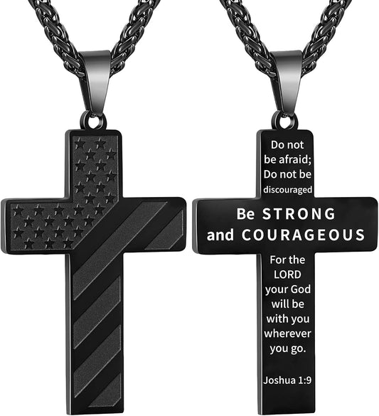 DuoDiner Cross Necklace Bible Verse Stainless Steel