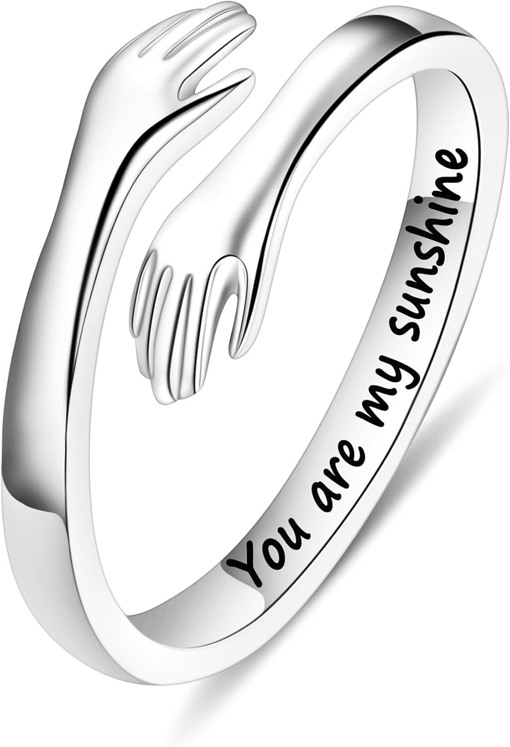Yesteel S925 Sterling Silver Hug Ring for Women Teen Girls