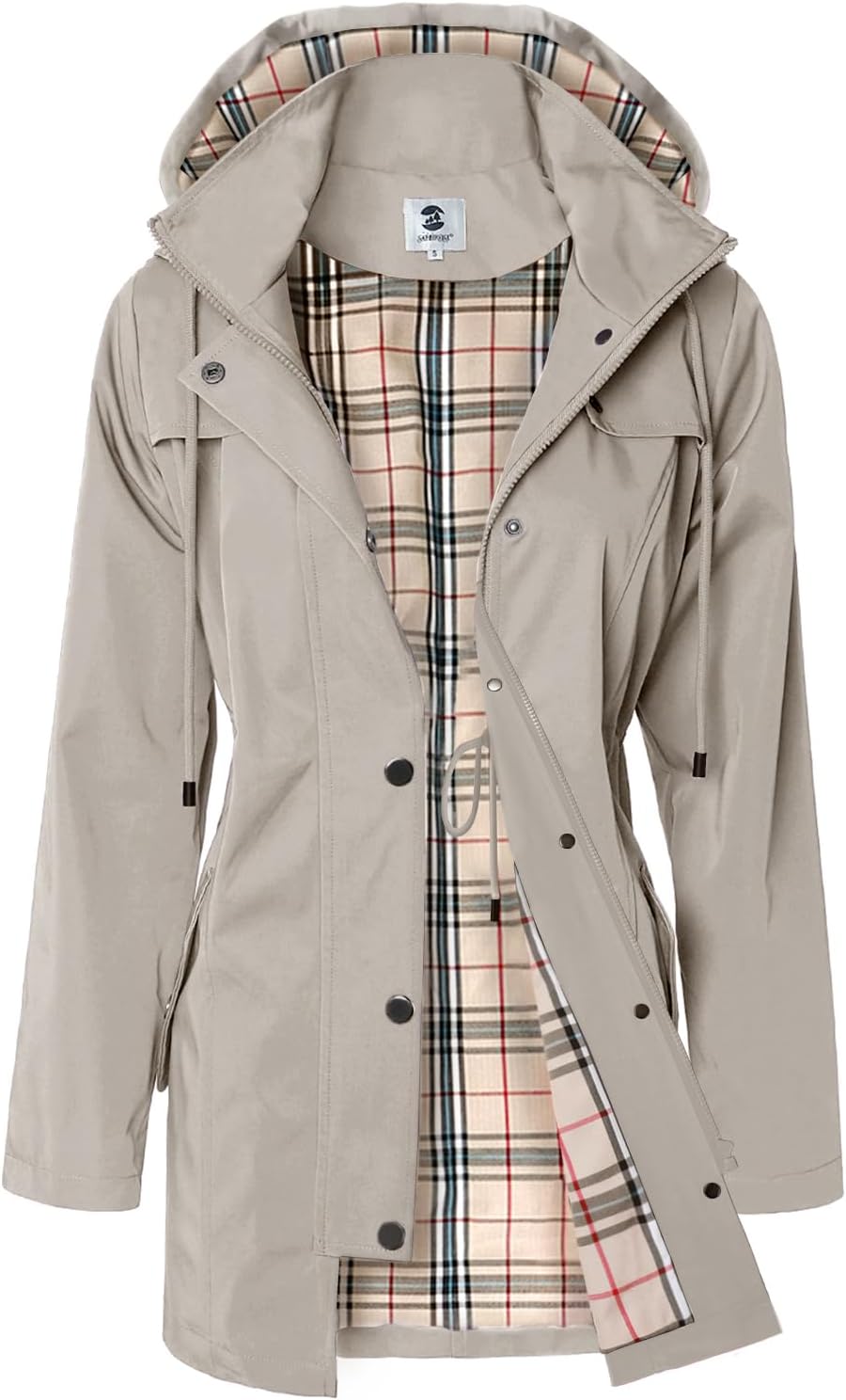 SaphiRose Women's Long Hooded Rain Jacket