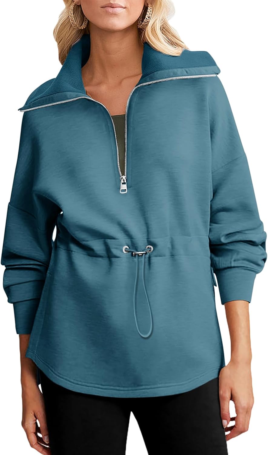 Dokotoo Womens Sweatshirt Oversized Half Zip