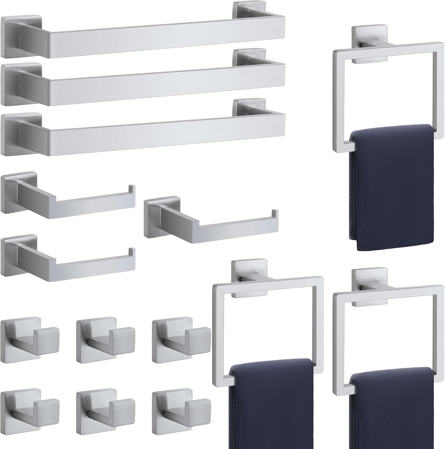 5-Pieces Matte Black Bathroom Hardware Accessories Set