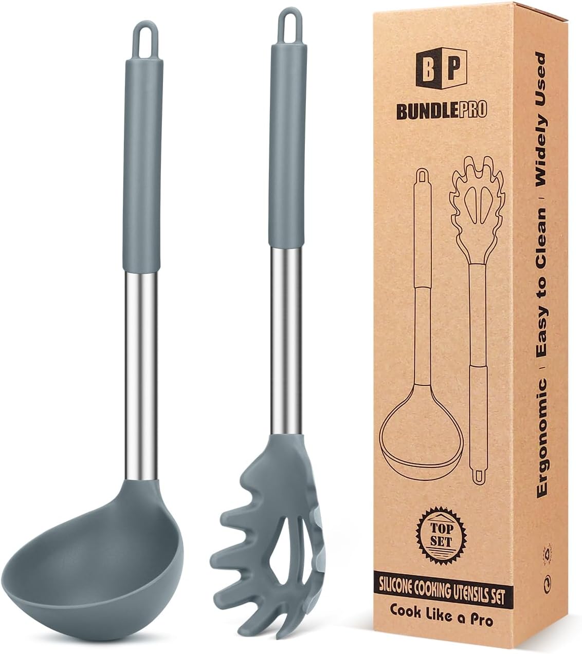 Silicone Pasta Fork and Ladle Spoon Set