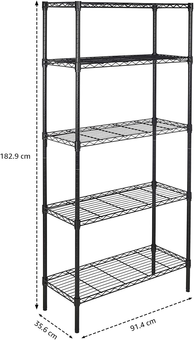 5-Shelf Adjustable Heavy Duty Steel Wire Rack Storage
