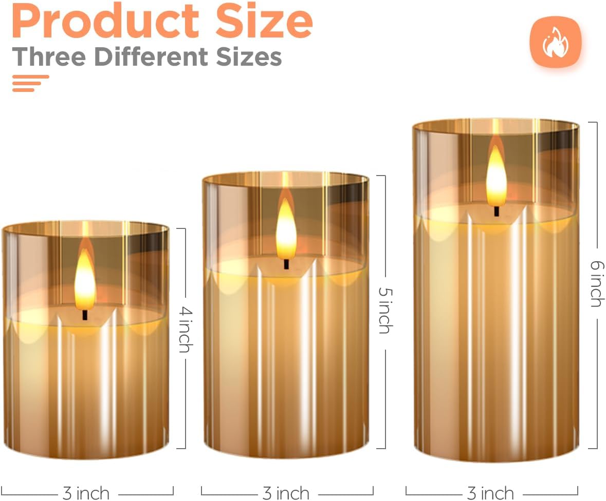 Glass LED Flameless Candles, Remote & Timer