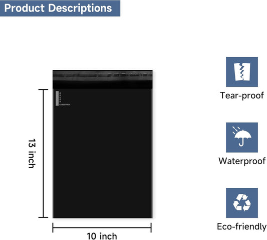 KKBESTPACK Black Packaging Envelopes 10x13