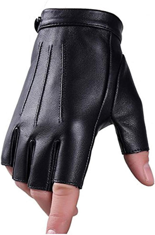 Fingerless Driving Gloves Leather Outdoor Sport Half Finger Glove